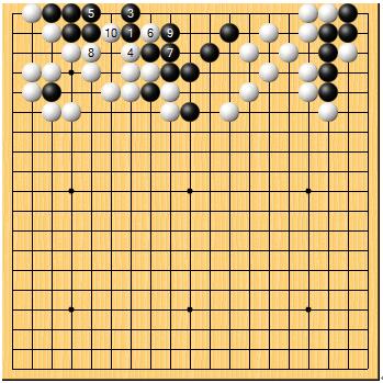 继实战白2，变化图至白10黑棋已崩。