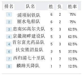 第8轮积分榜